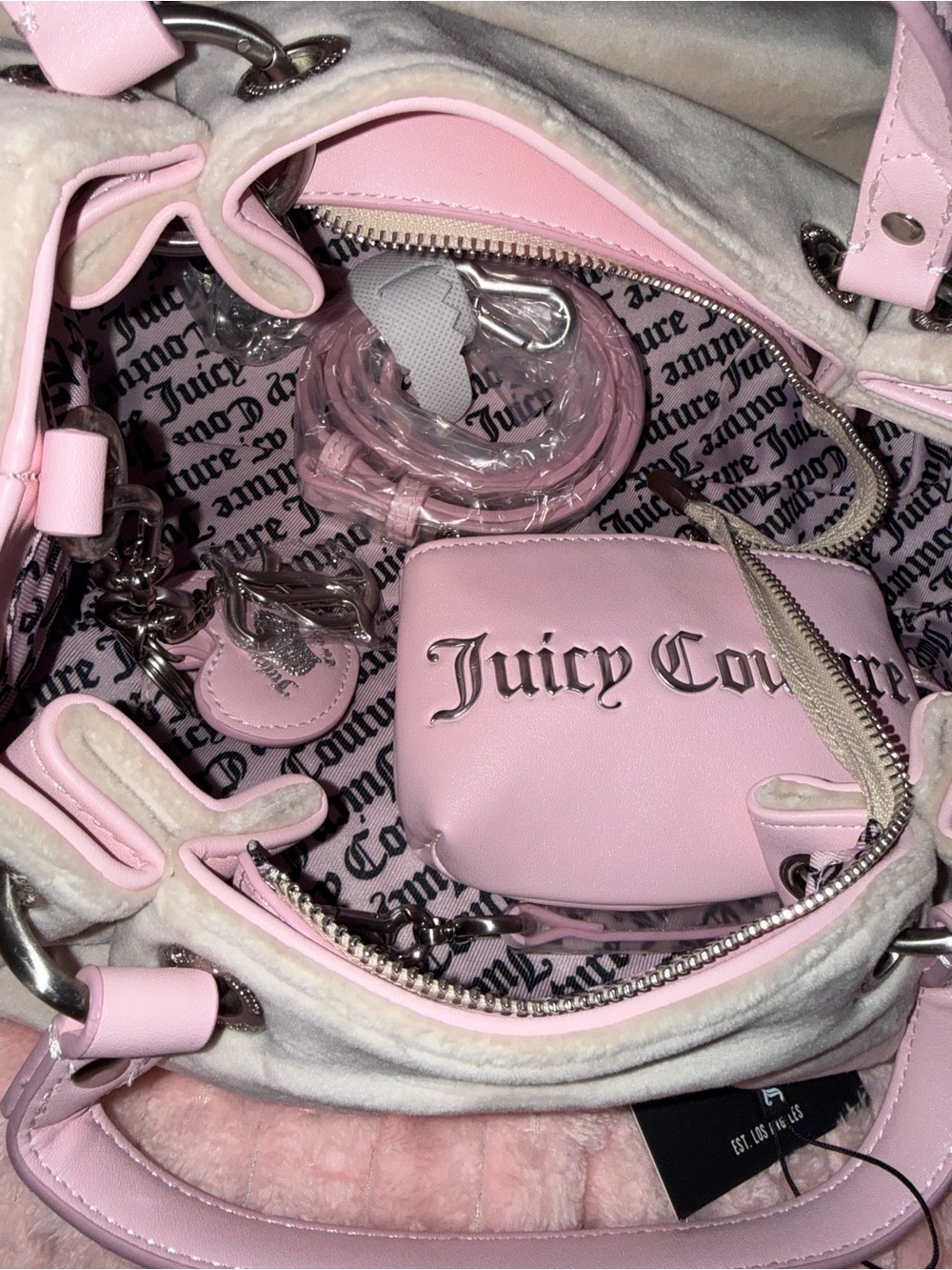 Juicy Couture UK Twig Dog Dumpling / Hobo - Pink and Beige - NWT ! - Picture 12 of 15